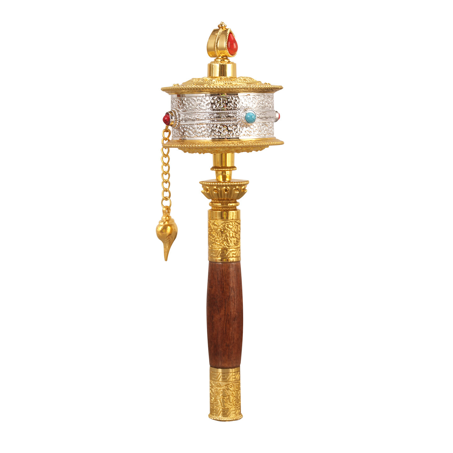 Handheld Prayer Wheel with Gemstones Plastic