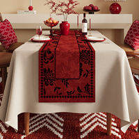 ovzf | Luxury Red Festival Table Runner Oil-Proof Waterproof Long