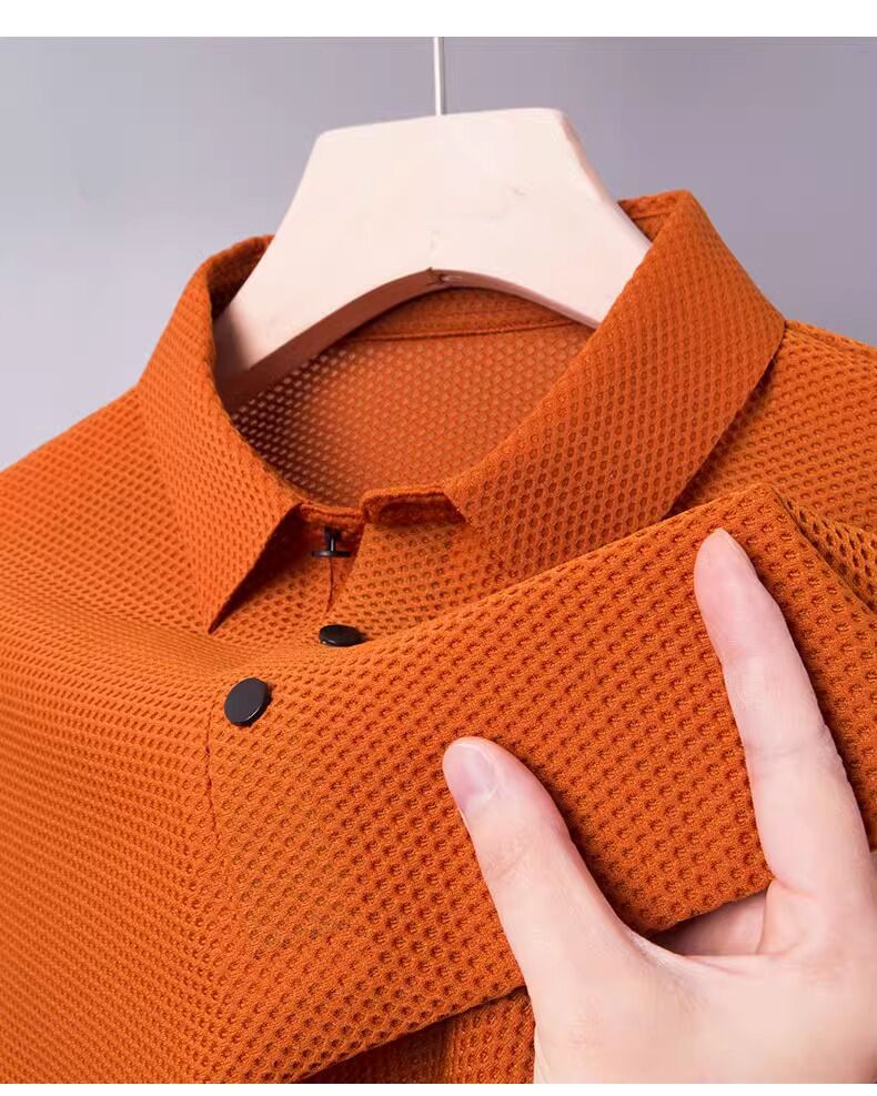 Polo rossa da uomo a manica corta per banchetto nuziale a manica lunga, business casual, vestibilità standard, alla moda, per papà e sposo
