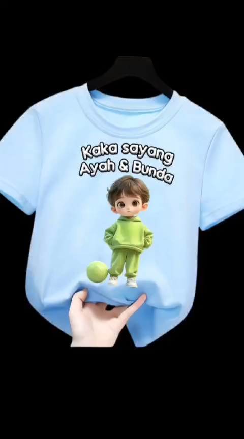 Baju kaos anak unisex gambar cetak DTF kaos atasan lengan pendek untuk anak usia 2-12 tahun