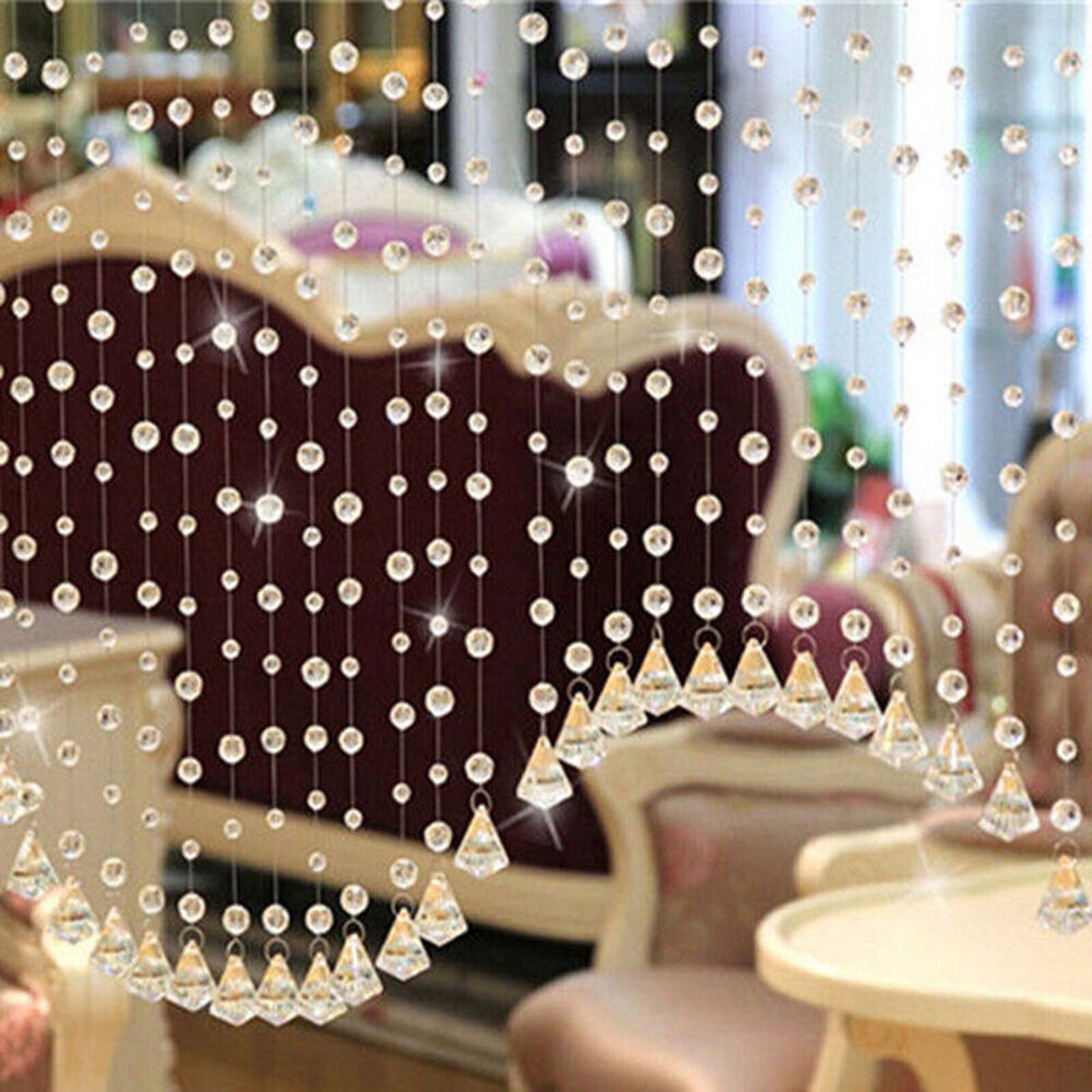 1PC 1M Luxury Crystal Beaded String Door Curtain Window Room Divider Home Decoration Drapes Living Room Window Curtain