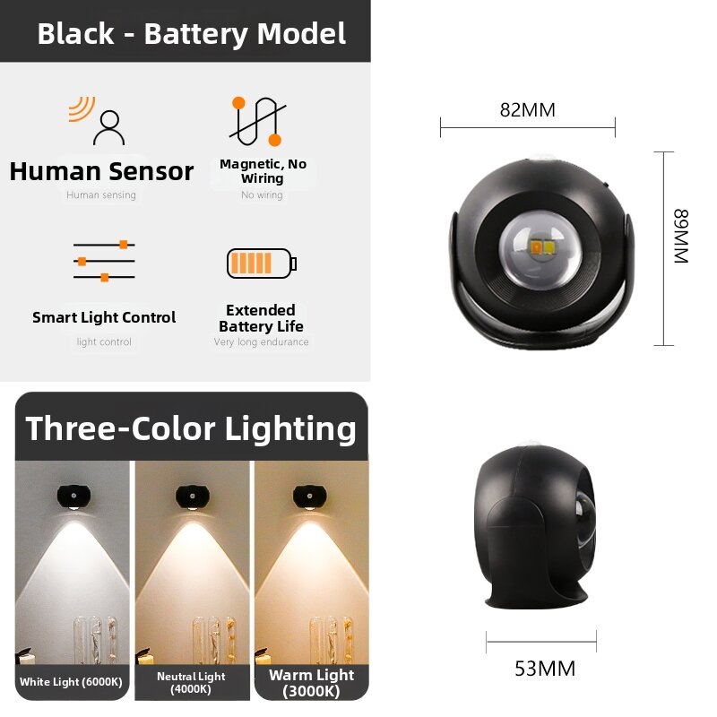 jiuxin lighting | Wall Light With Motion Sensor Night Light Magnetic Suction No Wiring Required