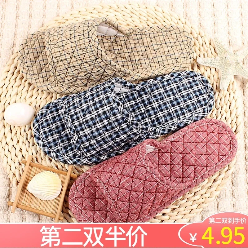 Japanese Fabric Cloth Bottom Cotton Slippers Wooden Floor Mute Indoor Soft Bottom Winter Women's Machine Washable Cotton Home Home Summer Four Seasons