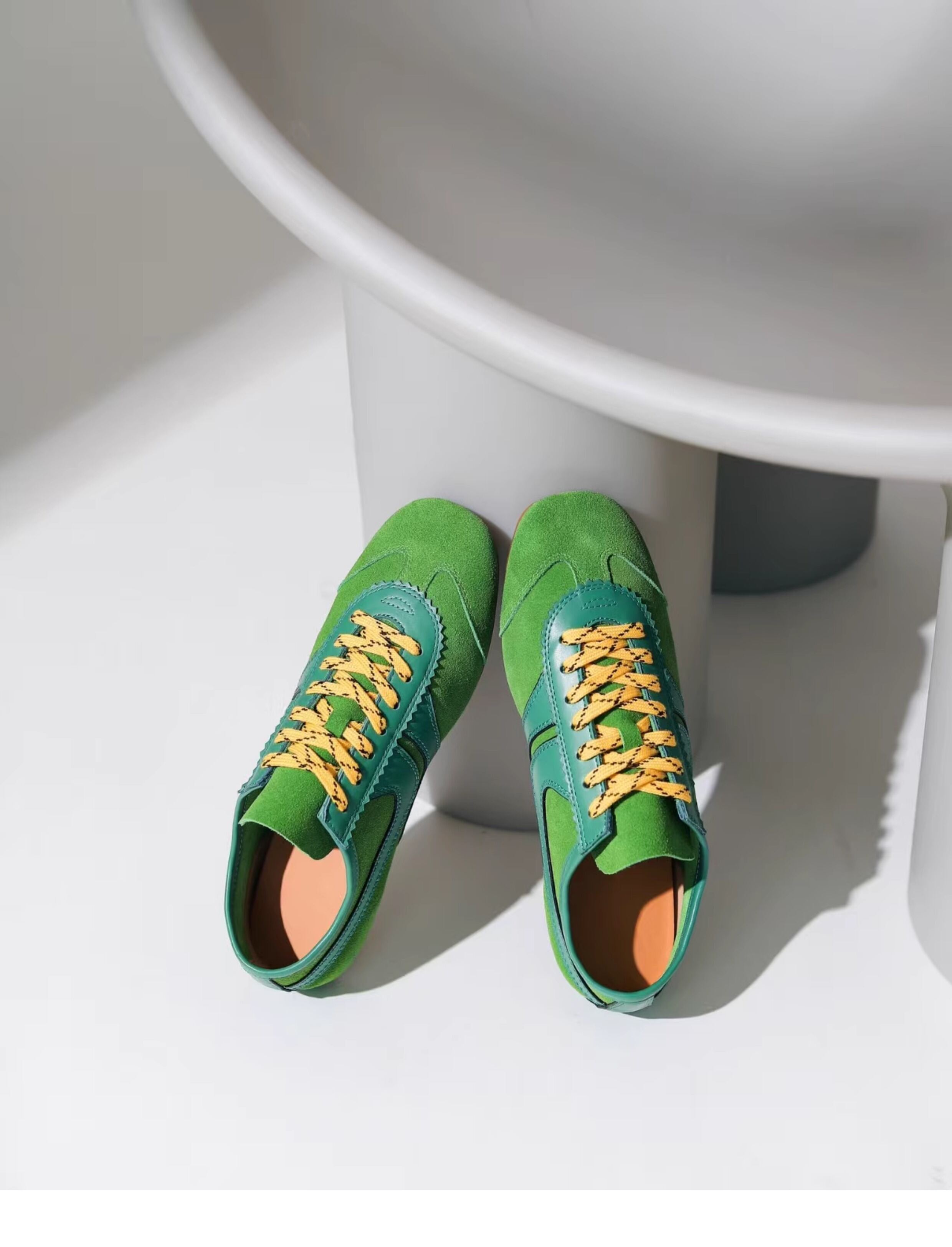 Olive Green Agam Shoes Deqin Casual Sneakers Women's Flat Bottom Sports Shoes Easy to Wear Comfortable Leather Interior · v12
