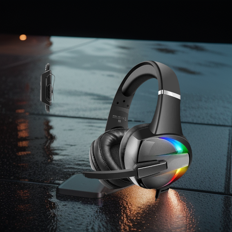 BEEXCELLENT GM-7 RGB GAMiNG HEADSET WiTH NOICE CANCELING MiC RGB Light Brings Strong Gaming Effect Ergonomic Design Multiple Platform Compatibility 3.5mm,PS4, TABLET,  PC, LAPTOP, MOBILE. 