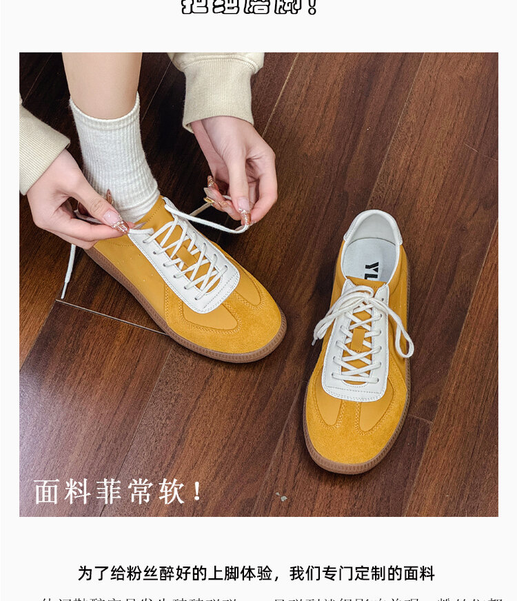 Leather Dequn Shoes Women's Spring 2025 New Style Casual Sport Soft Bottom Versatile Single Shoes Comfortable Breathable · v8
