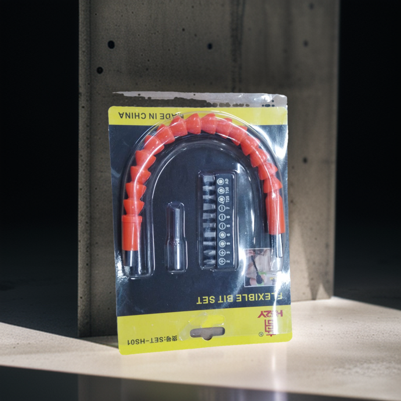 Flexible bit set for screwdrivers. 
