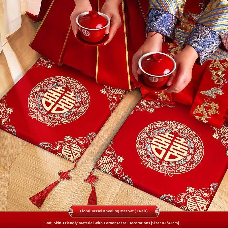 Red Cushion for Wedding Tea Ceremony and Knee Pads Thick
