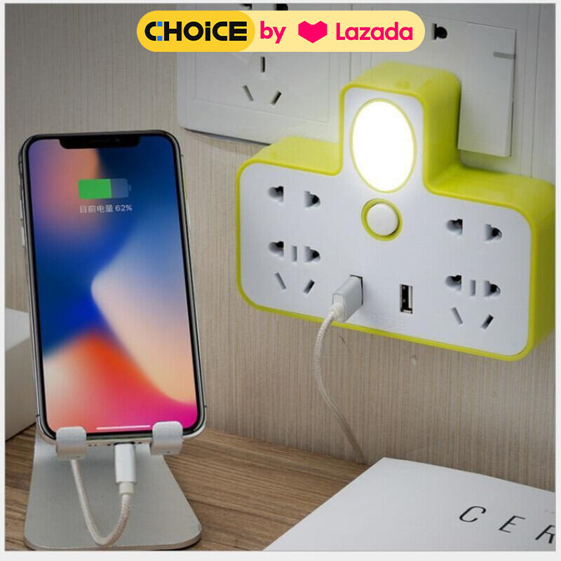 BỘ CHIA Ổ ĐIỆN 2 CỔNG USB CÓ ĐÈN