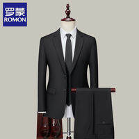 Romon Mens Business Suit Set Casual Workwear Interview Wedding Groomsmen Formal Wear Standard Fit Four Seasons Long Sleeve