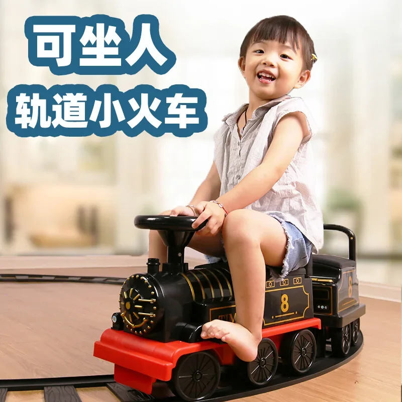 Children's Rail Train Electric Car Toy Car Mule Cart Baby's Stroller Train Car Sliding