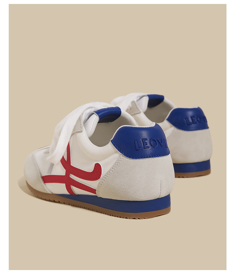 White Sporty Flat Bottom De Xin Women's Shoes Spring Autumn New Style Color Block Retro Dad Casual All-Match Running Shoes · v7