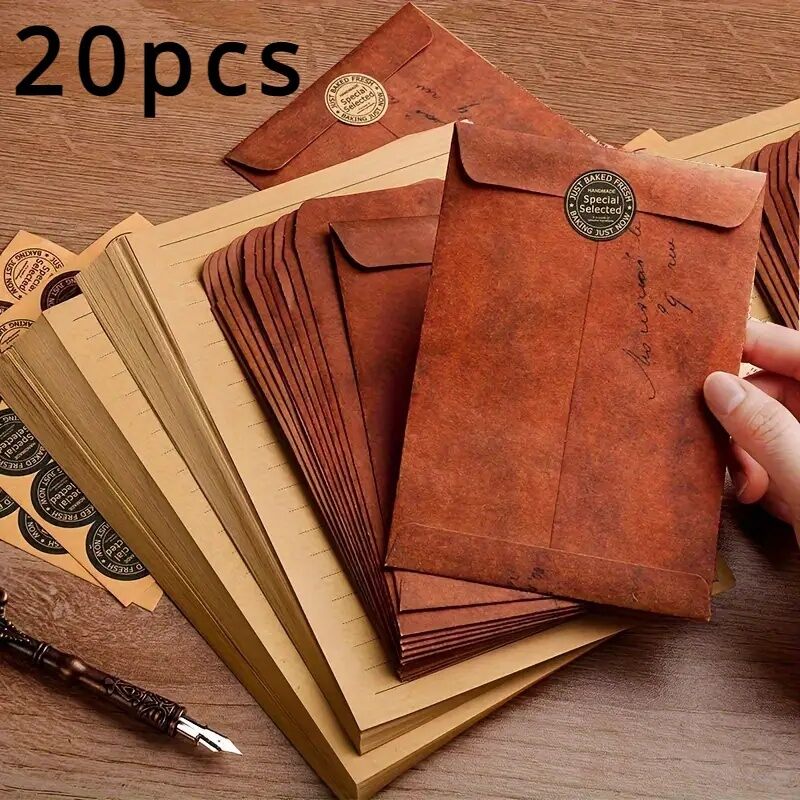 10/20 pcs Vintage Kraft Paper Envelopes for Wedding Invitations Party Cards Stationery. Multifunctional Retro Style Envelopes.