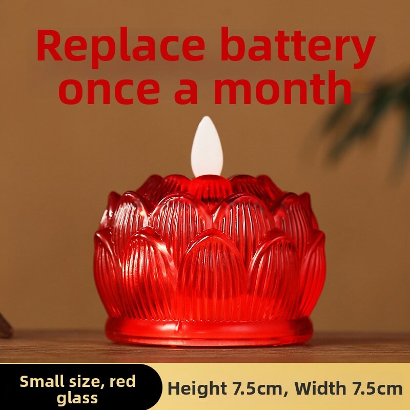 Buddhist Lotus Colorful Glass LED Home-use Electronic Candle