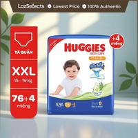 Tã quần Huggies Skincare Mega Jumbo M106/L100+4/XL84+4/XXL76+4 với tràm trà dịu da