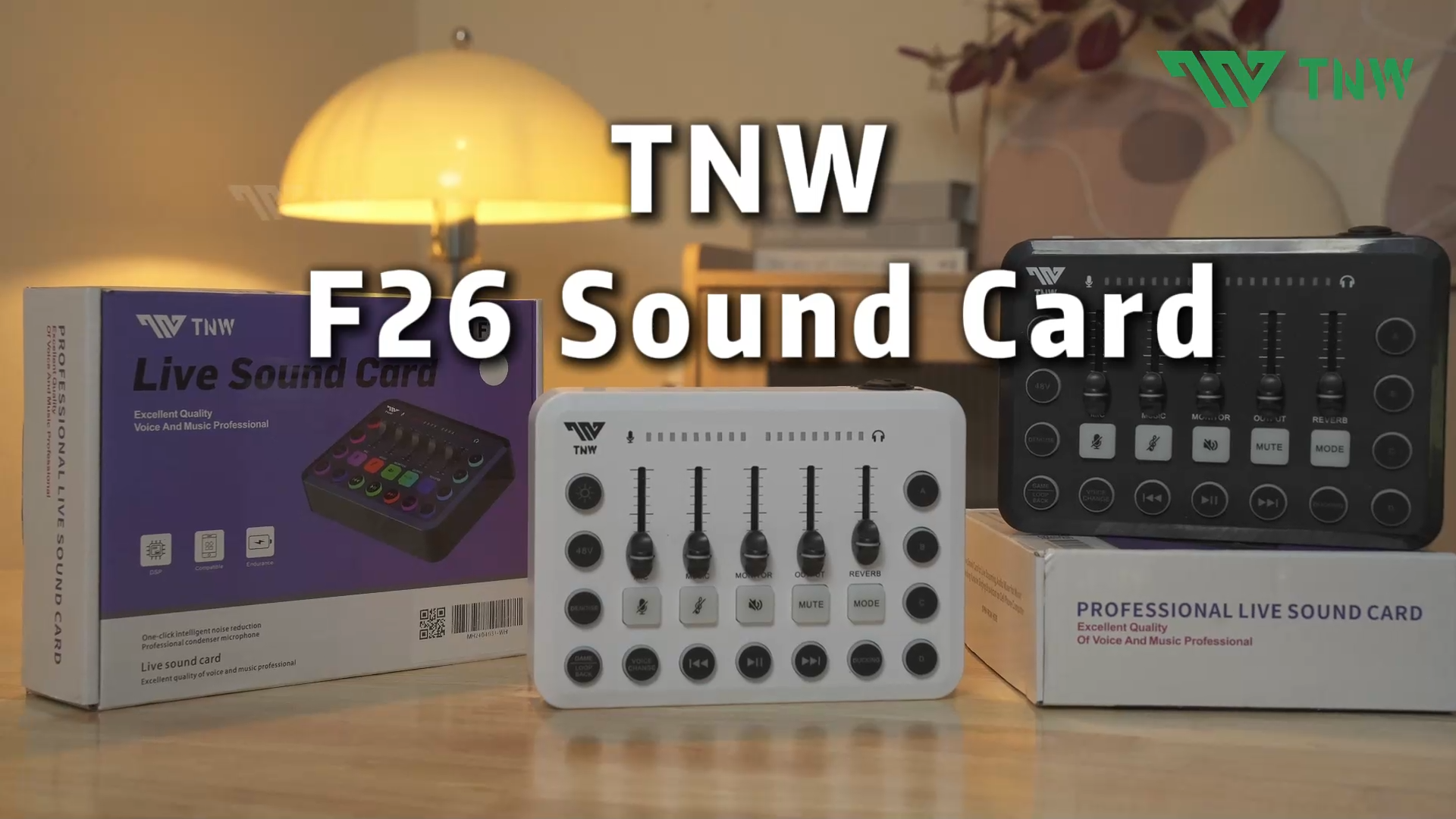 TNW F26 Sound Card Microphone Kit Mixer Audio Mixer Sound card  Broadcast Mic Sound Card for Phone/Laptop Record