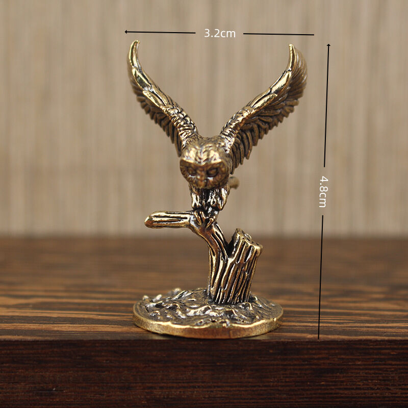 Owl Ornament Figure Home Decor Animal Spreading Wings Owl Brass Ornament Retro Bronze Statue Desktop Decoration francais