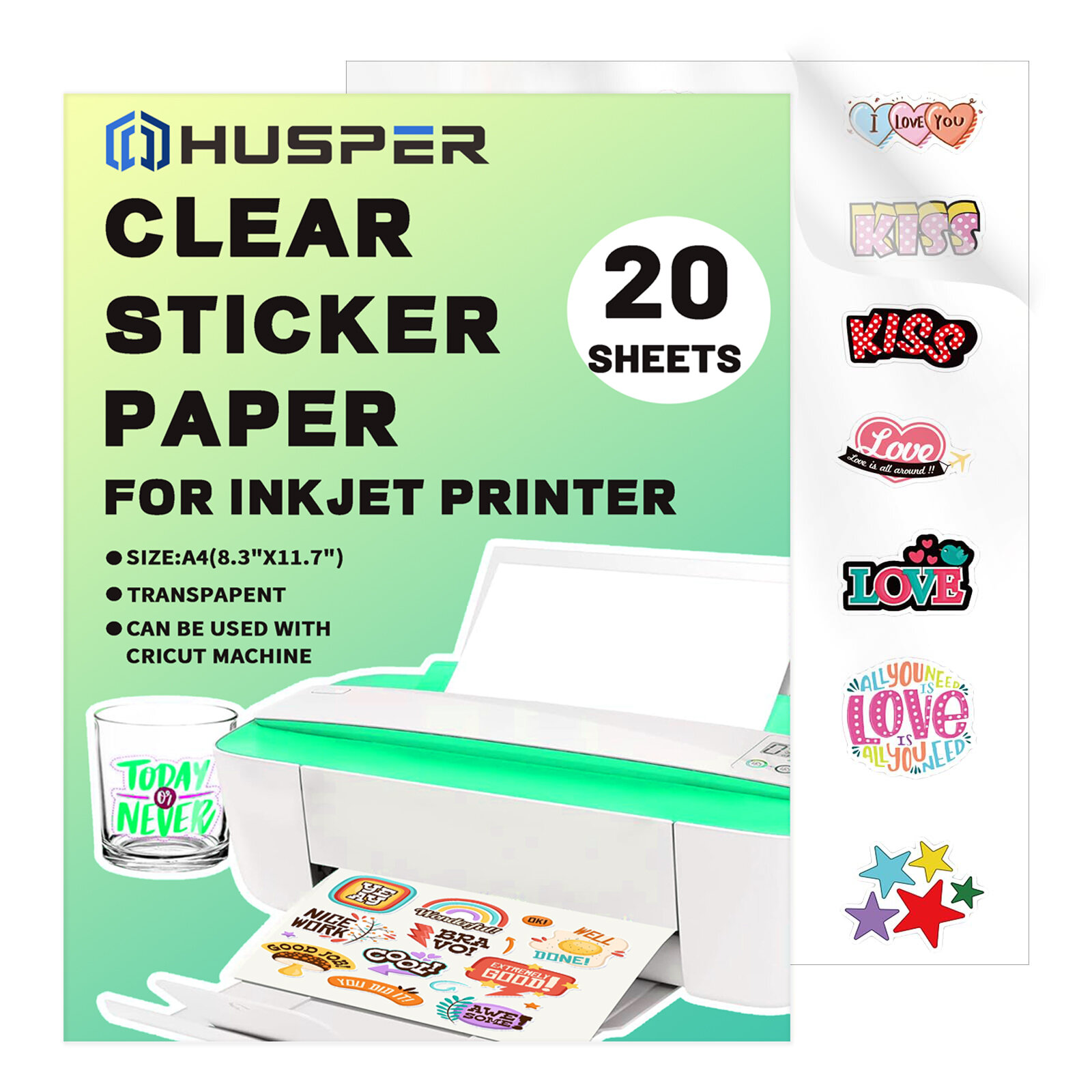 A4(8.3x11.7 Inch) Size Printable 10/20/40 Sheets Vinyl Sticker Paper Transparent No-waterproof Clear Decal Paper Self-Adhesive