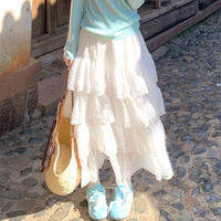 YISOF | White Lace Spring New Design High-Waisted Flared Long Skirt