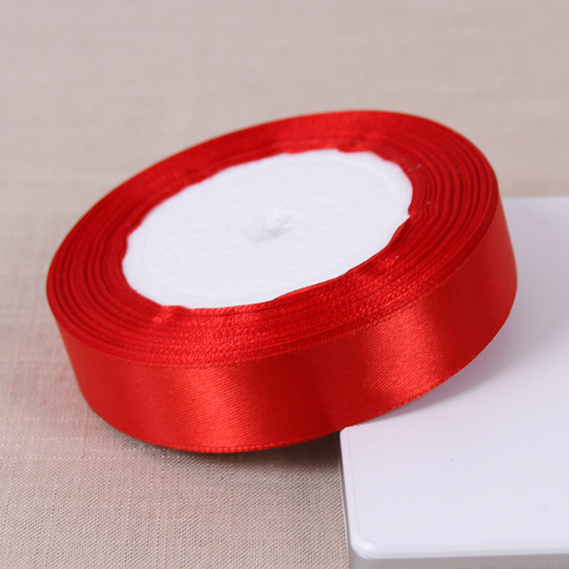 6-10-15-20-25-40-50mm Red Single Face Satin Ribbons DIY Handmade Crafts Material Christmas Party Gift Wrapping Ribbon