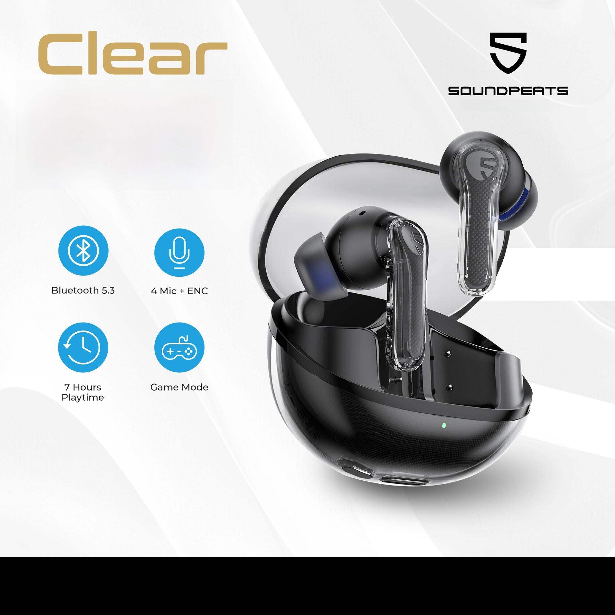 SoundPEATS Clear Wireless Headphones Bluetooth 5.3 Dual Mics ENC Gaming Mode App Support ราคา 719 บาท*ส่งฟรี