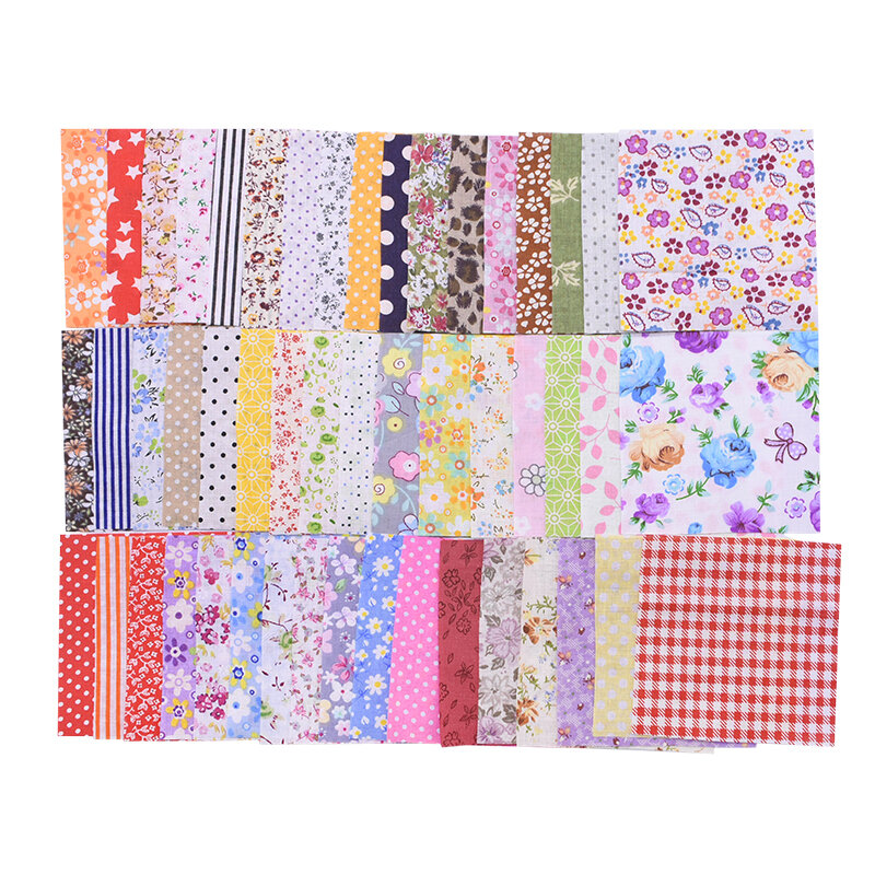 50PCS/lot 10X10cm Cotton Fabric Different Flowers Patterned Handmade Quilting Patchwork Sewing Square Floral Cotton Fabric Craft