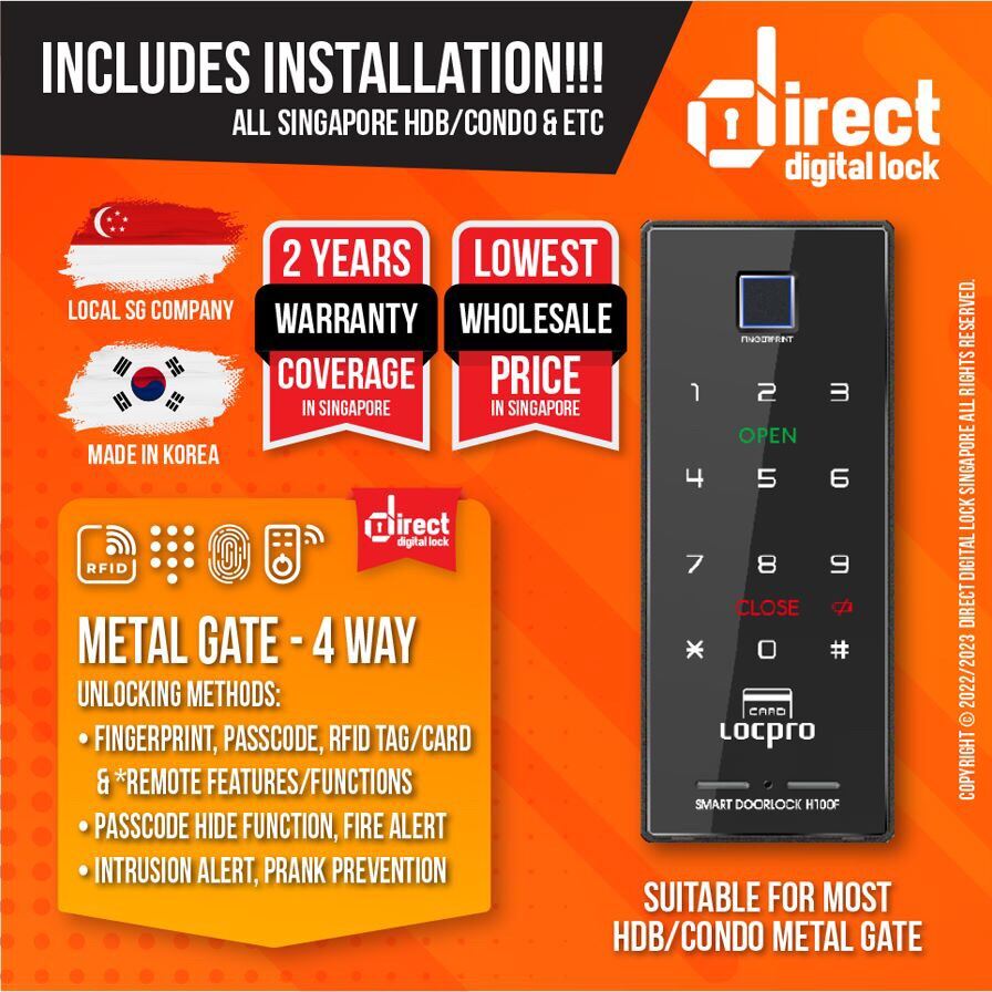 🔥 METAL GATE Klever L88F / Locpro H100F (4 Way) Digital Lock with