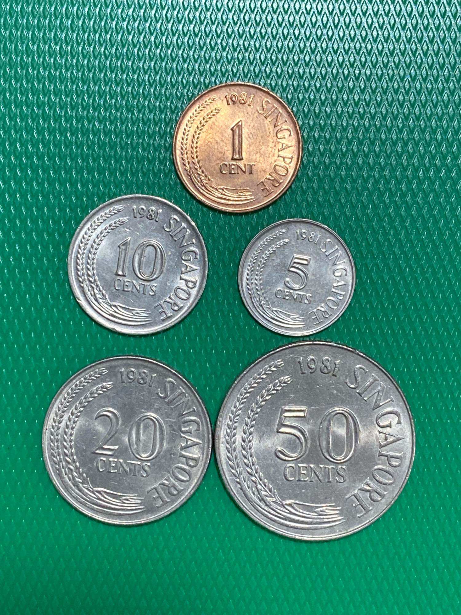 1981 Singapore 1 Cent 5 Cents 10 Cents 20 50 Cents coin set