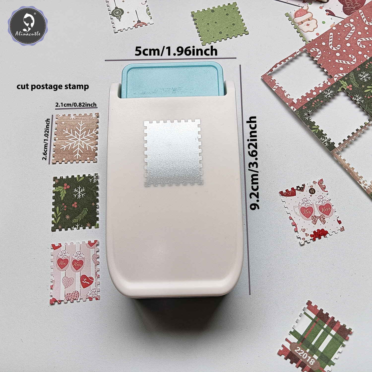 1X0.8inch Rectangular Postage Stamp Puncher Rectangle Lever Action Stamp Punch for Paper Crafting Scrapbooking DIY Card Making