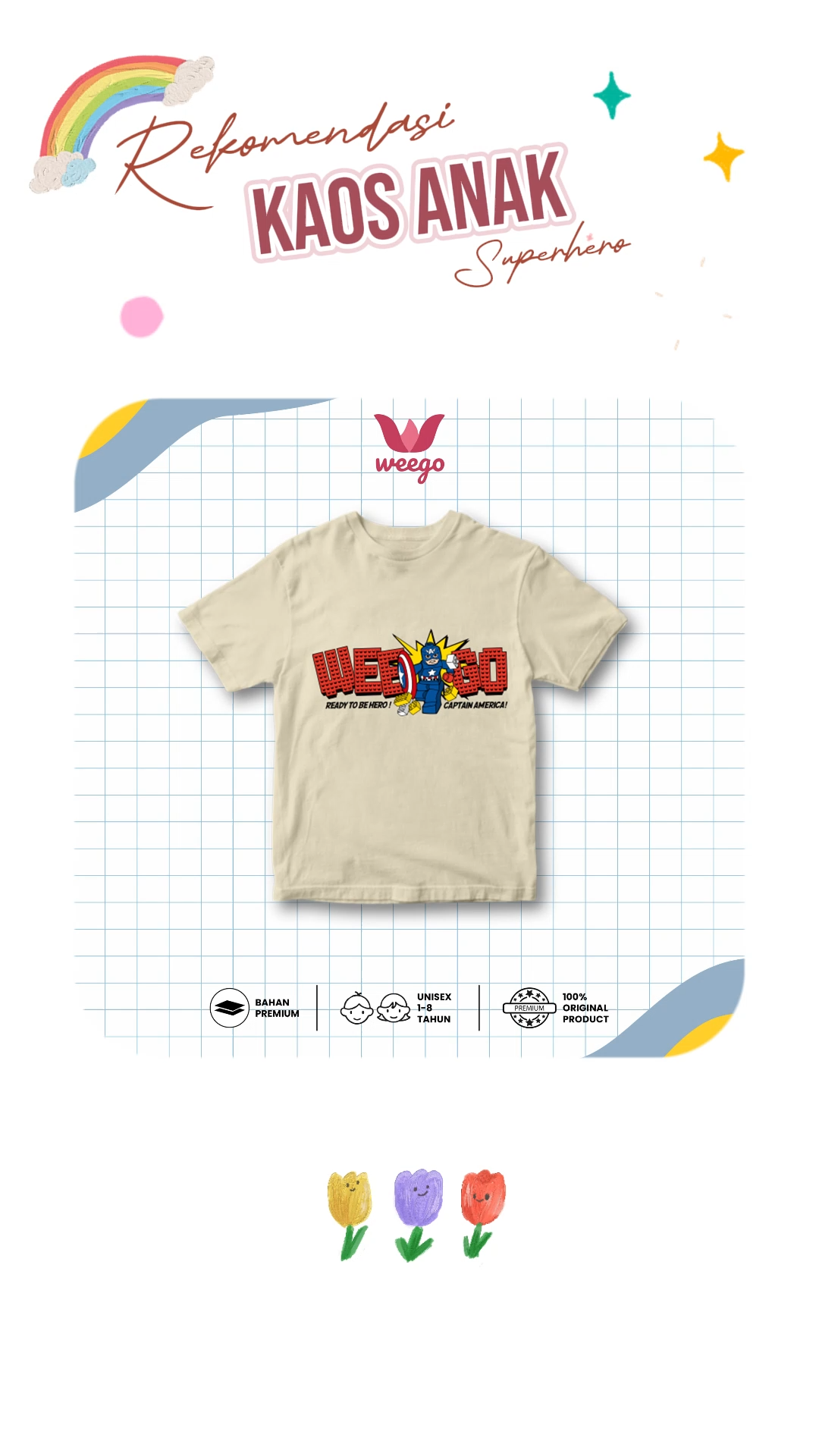 My In Kaos Anak Laki Laki Perempuan Usia 1-11 Tahun Motif Kalater Captain Amerika K148