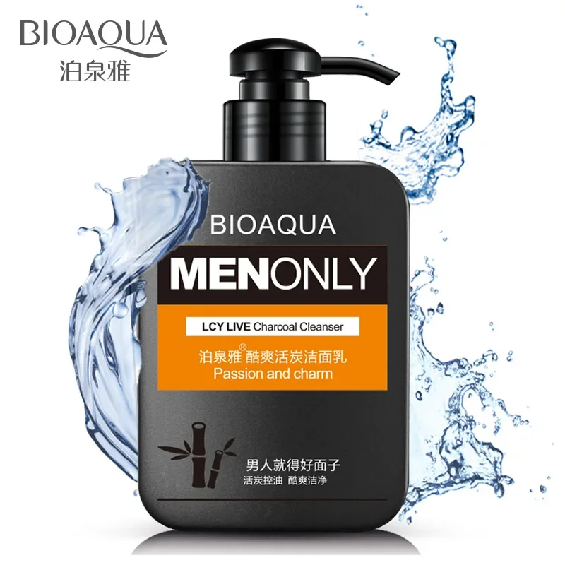 Bioaqua Men's Facial Cleanser Oil Controlling, Hydrating, and Moisturizing Blackhead Fade Acne Printed Pores Skin Care Facial Cleanser