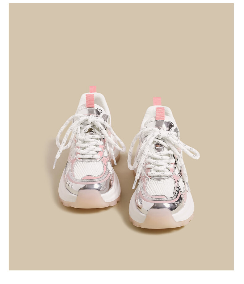 Pink Dad Shoes Women's Spring 2025 New Style Small Size Thick Bottom Versatile Mesh Breathable Casual Sports Shoes Trendy · v7