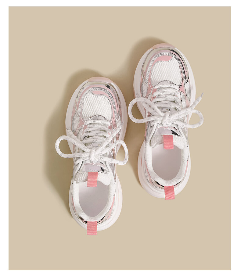Pink Dad Shoes Women's Spring 2025 New Style Small Size Thick Bottom Versatile Mesh Breathable Casual Sports Shoes Trendy · v7