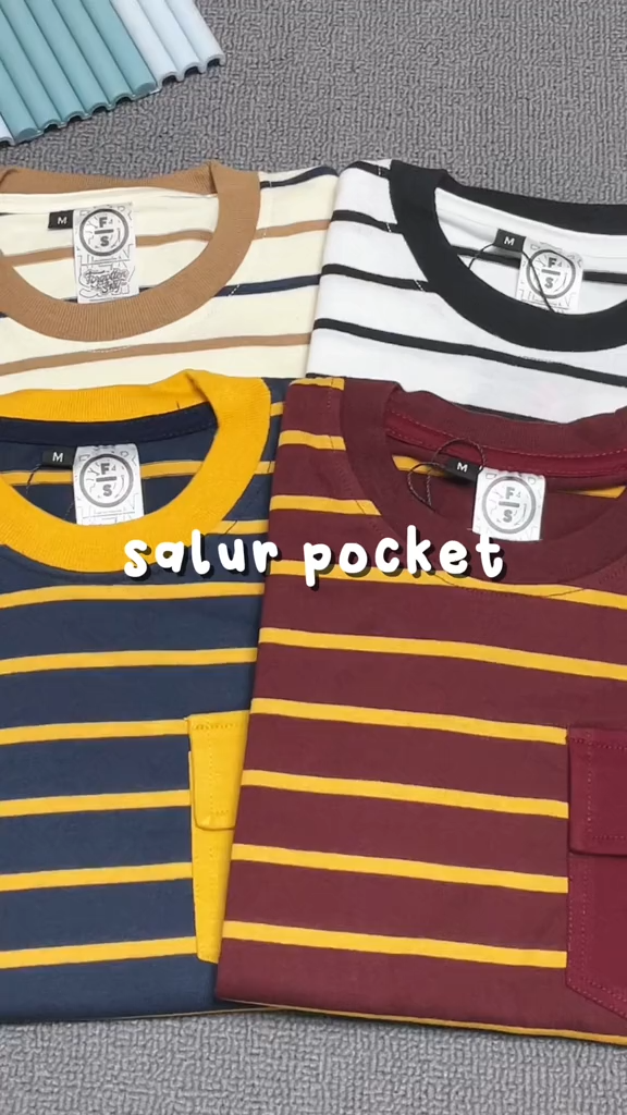 Forgotten Sky Kaos Anak Salur Garis Pocket Stripe T-Shirt Anak Laki-laki Anak Perempuan Premium Usia 1-12 Tahun