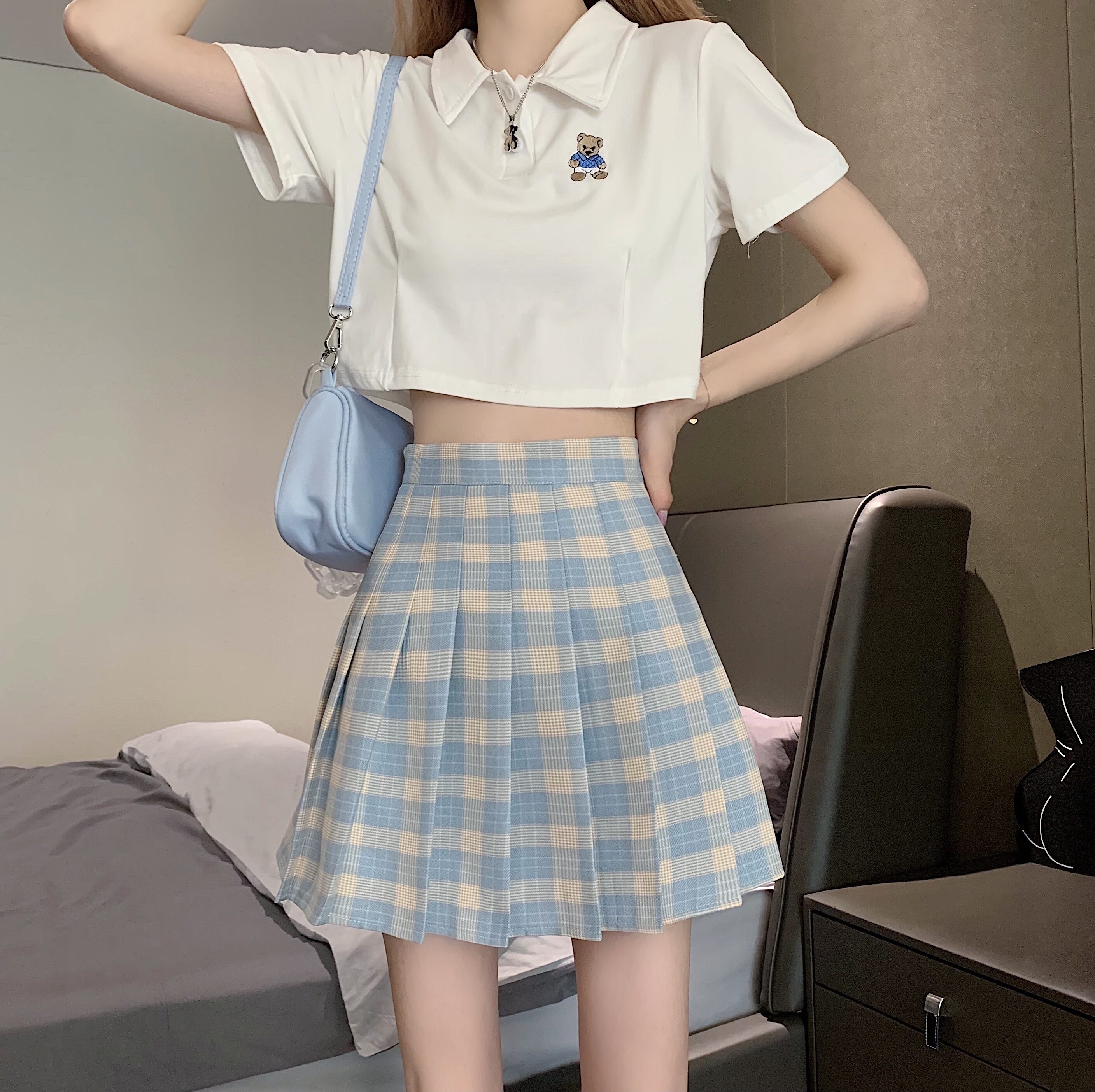 2021 Summer New Korean Style Preppy Style Skirt High Waist Slimming Plaid Pleated Skirt For Female Students Versatile Short Skirt Lazada Singapore