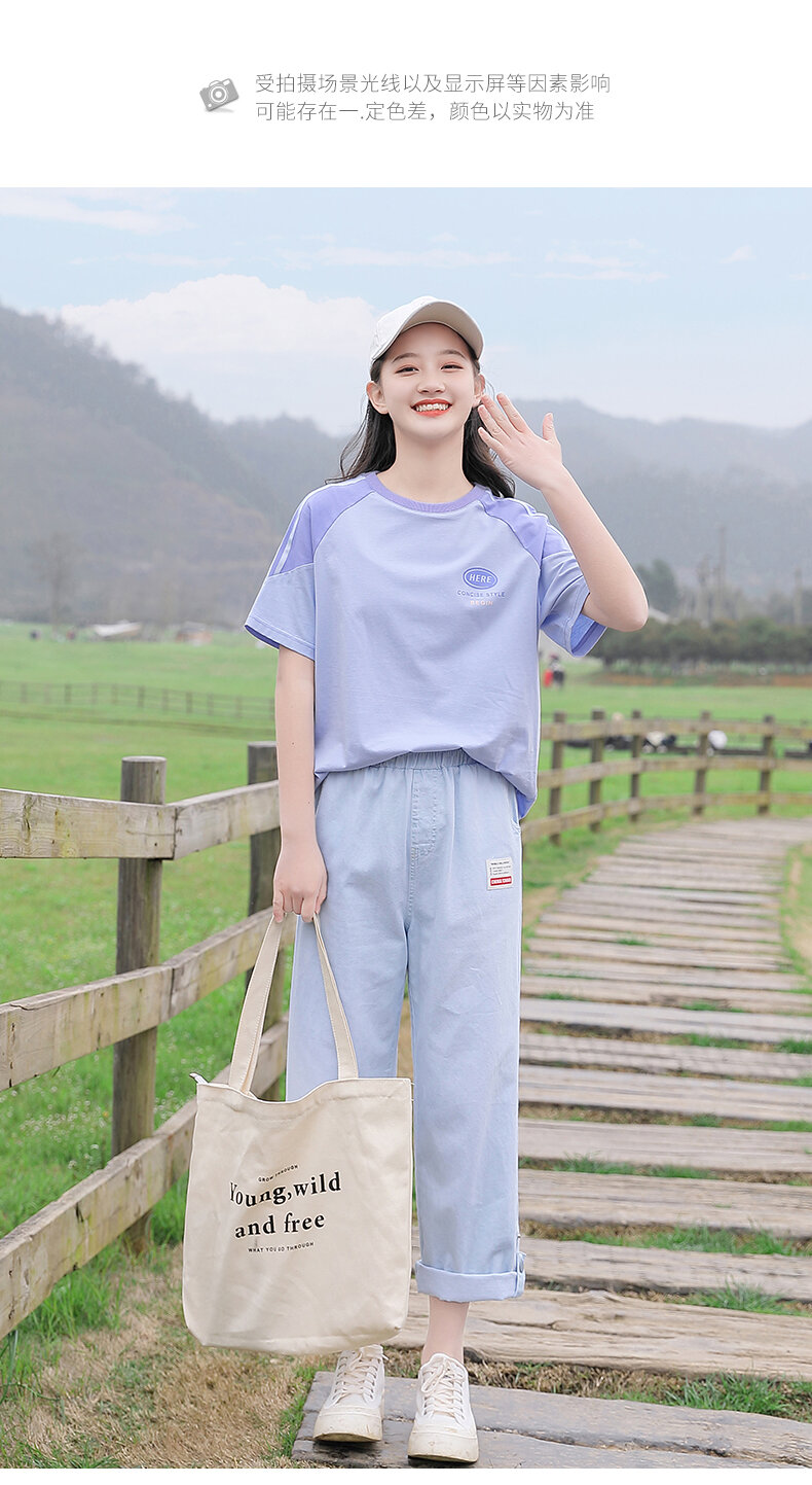 Junior High School Girls Short Sleeve T-shirt Loose Summer Wear 2024 New Arrival High School Student Youth Girlish 12 Half Sleeve 15 Years Old · v2