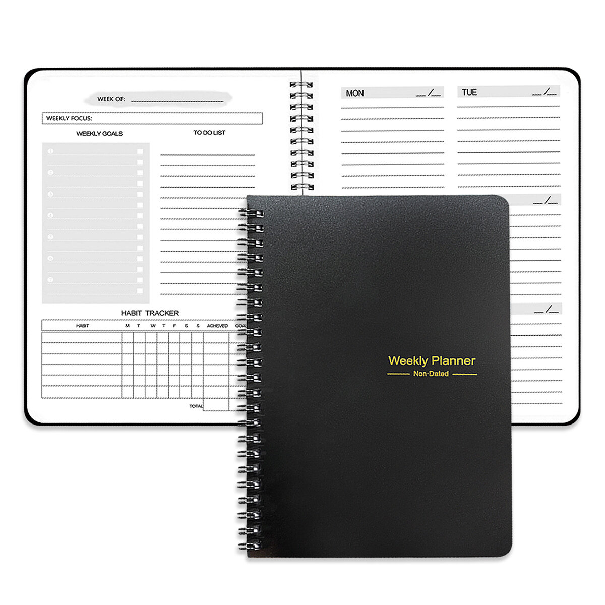 52 Weeks Weekly Planner Notebook A5 Undated Spiral Agenda Daily Student Schedules Journal Stationery Office School Supplies