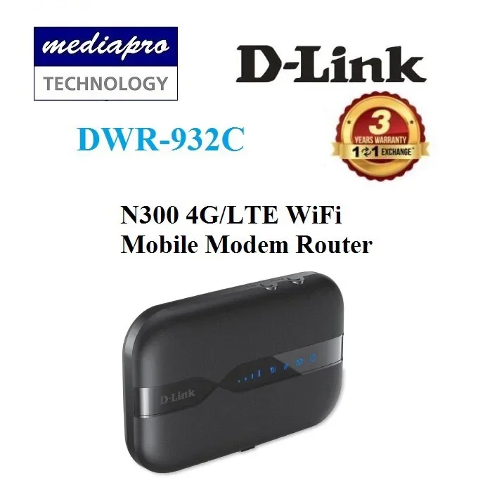D-LINK DWR-932C N300 4G/LTE WiFi Mobile Modem Router - 3 Years Local Warranty by D-Link Singapore