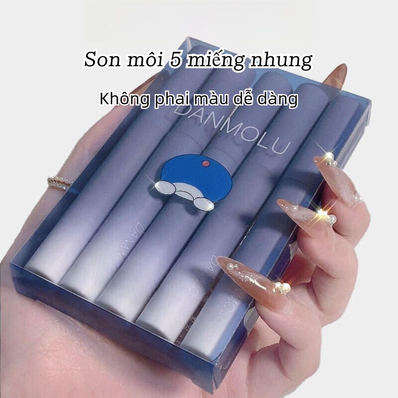 Set 5 Cây Son Kem DANMOLU Siêu Mềm Mịn Môi Hàng Nội Địa Trung