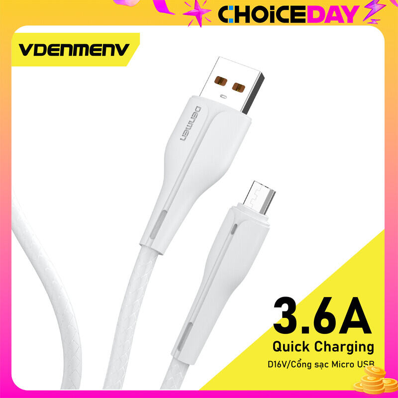 Dây Cáp Sạc Micro USB VDENMENV D16V (3.6A) Giúp Sạc Nhanh, Chuyển Dữ Liệu, Bọc Nổi 2 Đầu Dây