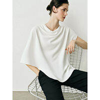 AMII | Asymmetrical Drape Collar Chiffon Top Women