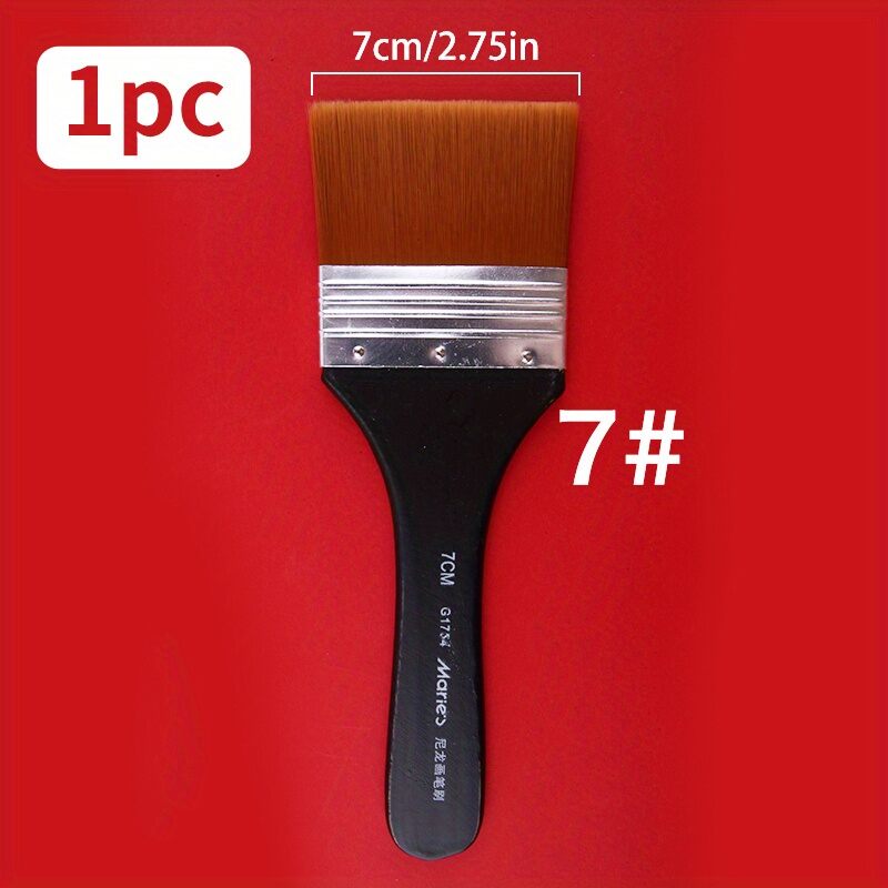 1pc Maries Nylon Flat Brush with Wooden Handle 7 Different Sizes- Perfect for Applying Gesso Acrylic Oil Gouache DIY Paint