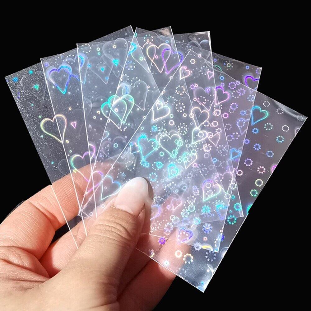 50pcs/pack Heart Photocard Sleeves Toploader Protector Inner Sleeves Laser Lomo Card Sleeve Game Cards
