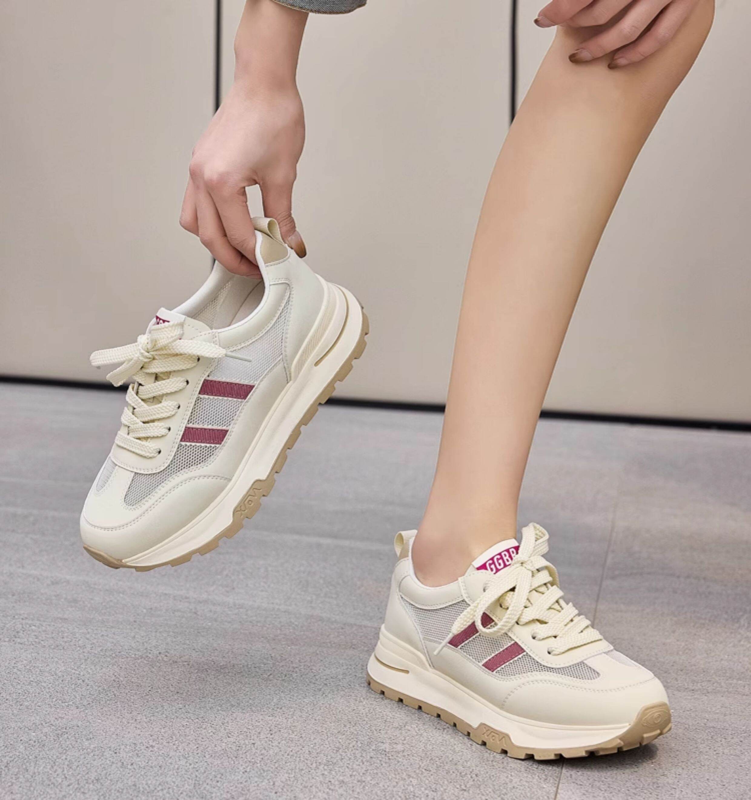Zapatillas de malla de verano para mujer, zapatillas deportivas informales, estilo papá, modernas, sin cordones, punta redonda, tacón medio, calzado cómodo y a la moda