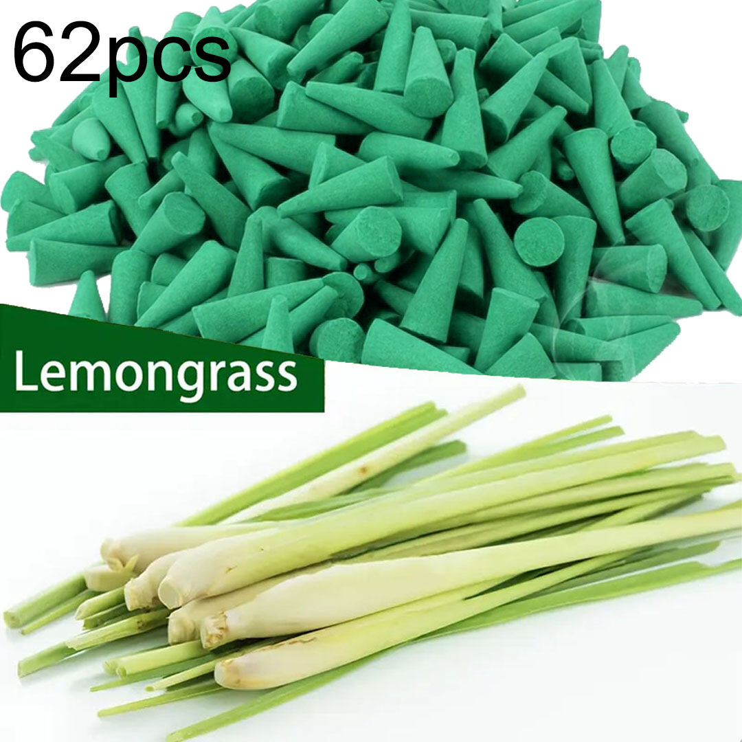 25/62/141Pcs Enlarged and Lengthened Lemon-Scented Cones Lemongrass Extract Special Citronella Scent Suitable for Home Deodorization Yoga Study Room Aromatherapy Aromatherapy Meditation