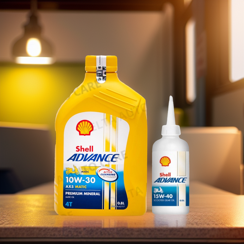 PAKET LENGKAP Oli Shell Advance 4T AX5 Oil Scooter 10W30 (0.8L) + Oli