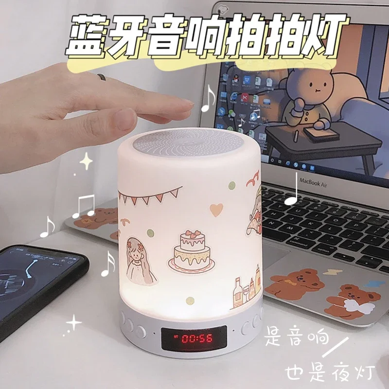 Internet Celebrity Wireless Bluetooth Speaker Mini Speaker Large Volume Portable Small Cute Ribbon Lights Household Night Light