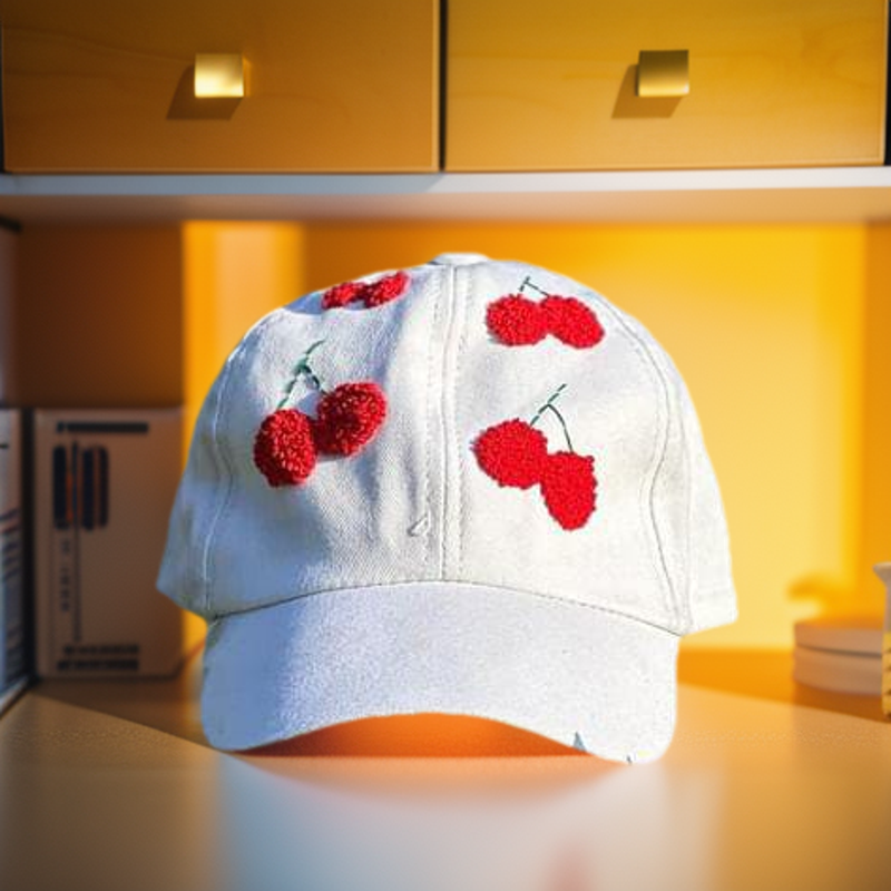 Pintresty Embroidered Cherry Cap for Girls. 