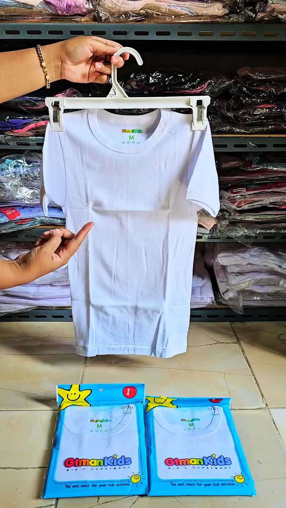 Kaos Oblong Anak Putih Polos GT Man Kids GTMK 03 | T-Shirt Anak Bahan Katun - Pakaian Dalam Anak