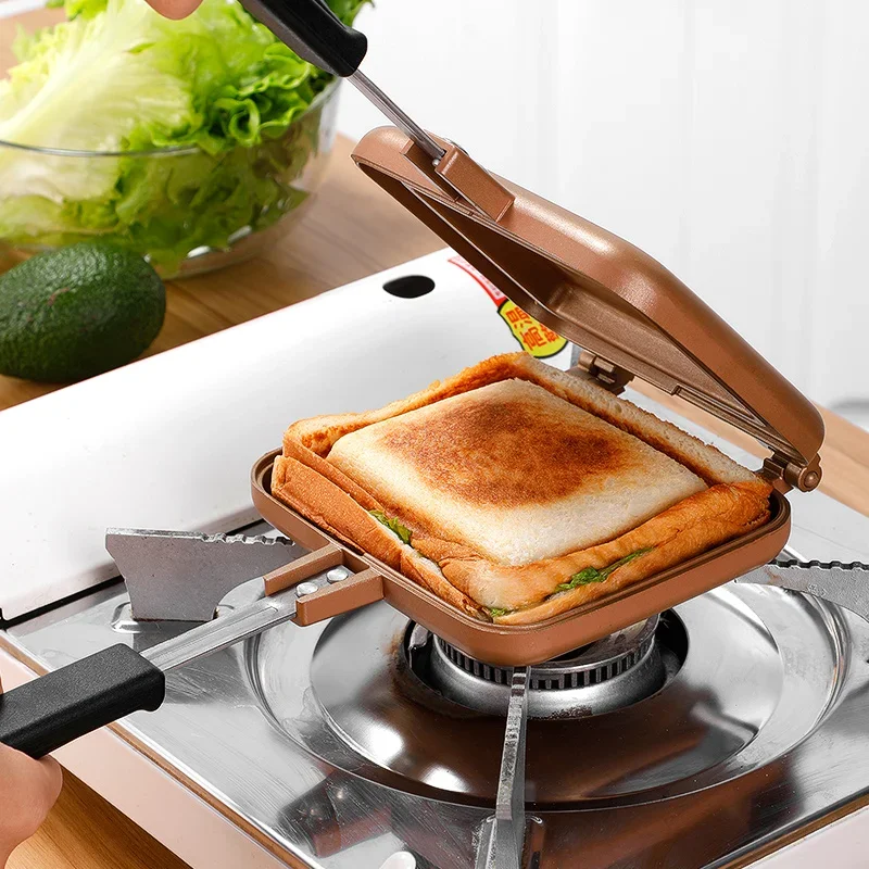 Gas Sandwich Bread Mold Double-Sided Frying Pan Toast Mold Baking Pan Non-Stick Energy Saving Durable Double-Sided Ovenware